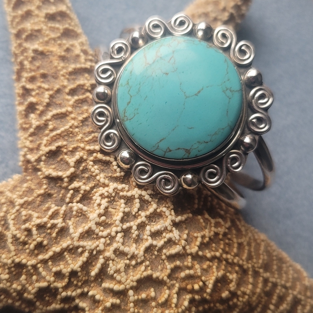Sterling Taxco Turquoise Cuff